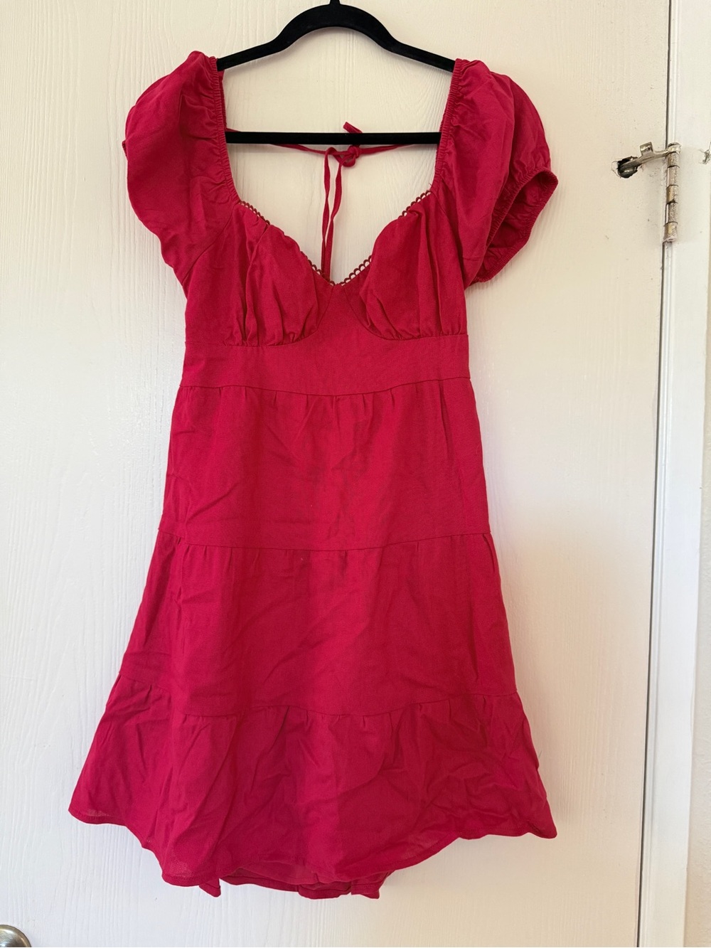 Nordstrom Red Tie-Back Tiered Mini Dress